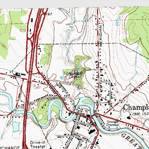 Topographic Map of Glenwood Cemetery, NY