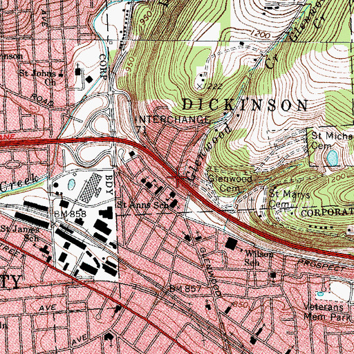 Topographic Map of Glenwood Creek, NY