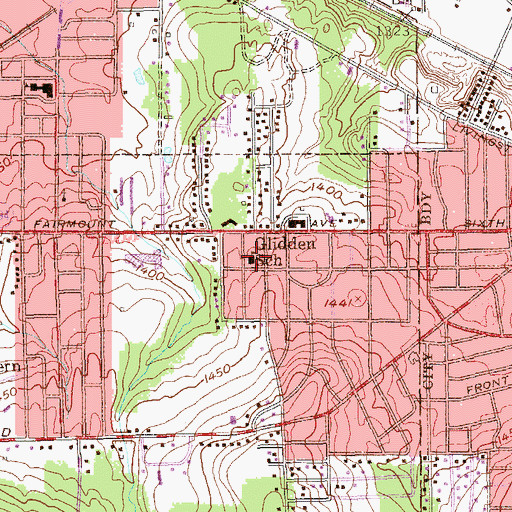 Topographic Map of Glidden School, NY