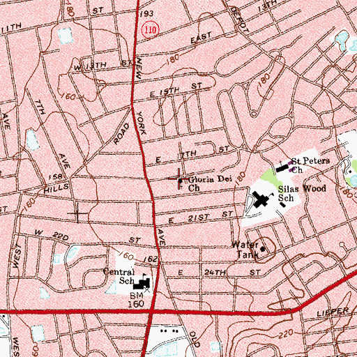 Topographic Map of Gloria Dei Lutheran Church, NY