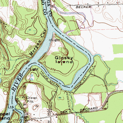 Topographic Map of Glosky Island, NY