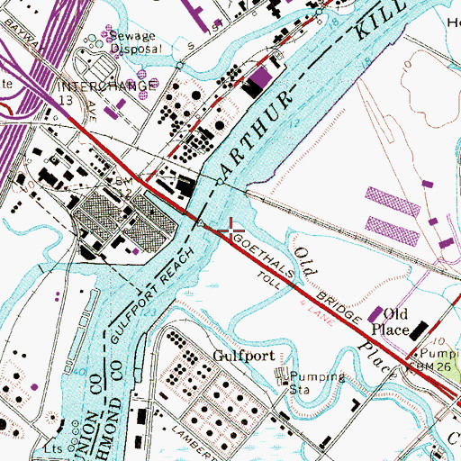 Topographic Map of Goethals Bridge, NY