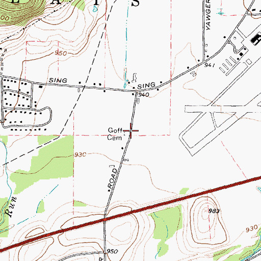 Topographic Map of Pioneer Cemetery, NY