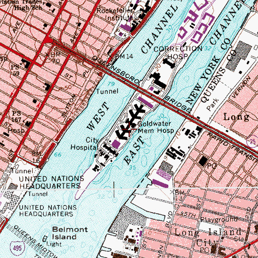 Topographic Map of Coler - Goldwater Memorial Hospital Goldwater Campus, NY