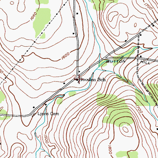 Topographic Map of Gooden School (historical), NY