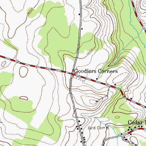 Topographic Map of Goodiers Corners, NY