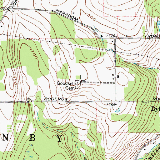 Topographic Map of Goodsell Cemetery, NY