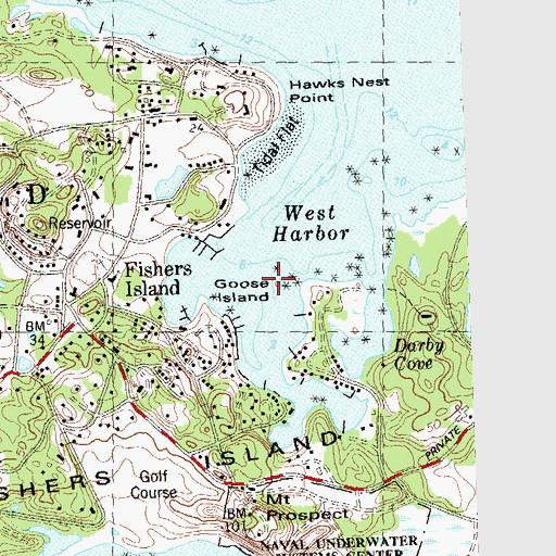 Topographic Map of Goose Island, NY
