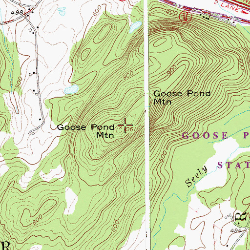 Topographic Map of Goose Pond Mountain, NY