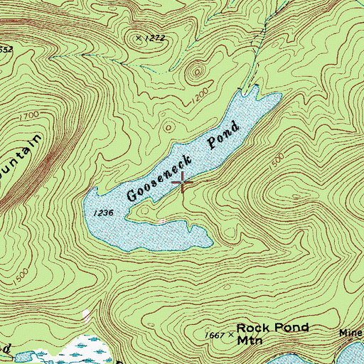 Topographic Map of Gooseneck Pond, NY