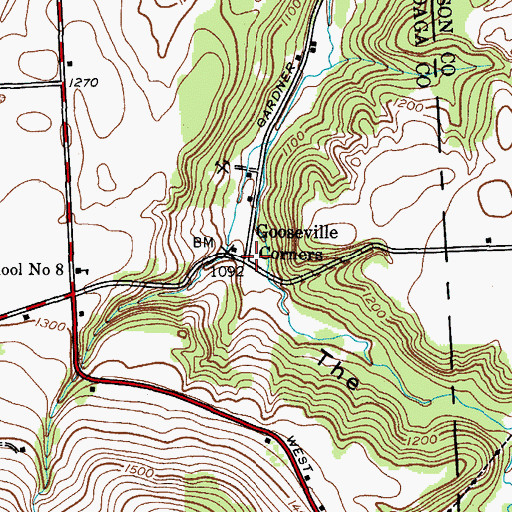 Topographic Map of Gooseville Corners, NY
