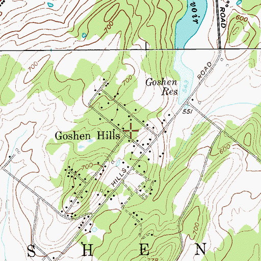 Topographic Map of Goshen Hills, NY