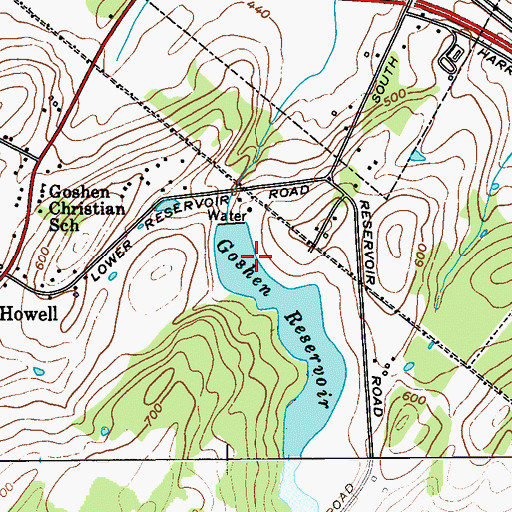 Topographic Map of Goshen Reservoir, NY