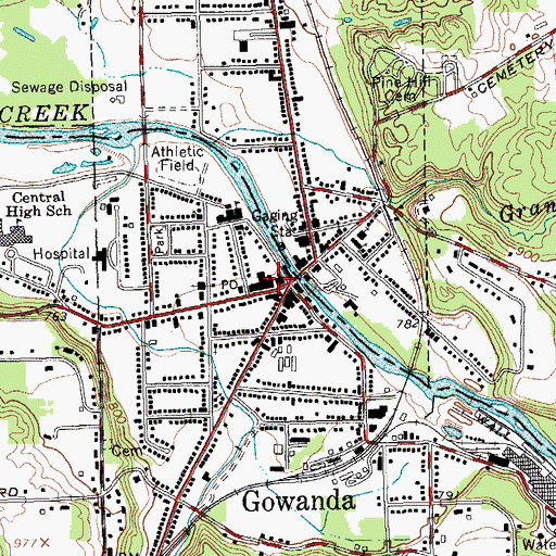 Topographic Map of Gowanda, NY