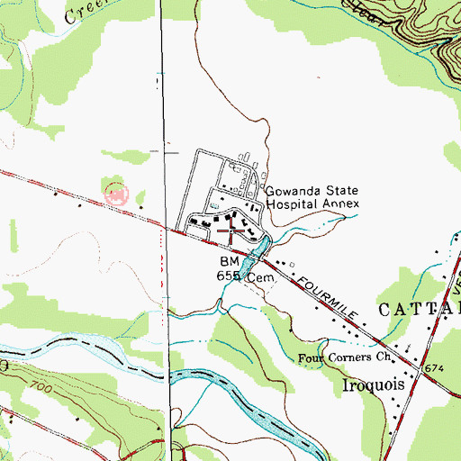 Topographic Map of Gowanda State Hospital Annex (historical), NY