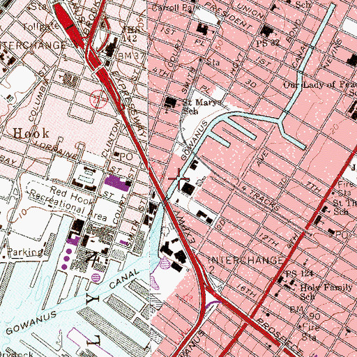 Topographic Map of Gowanus Canal, NY