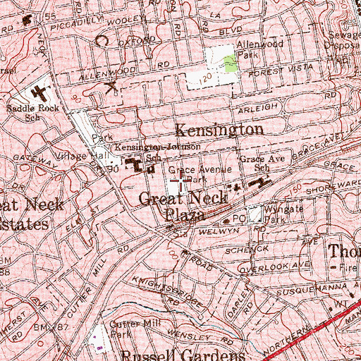 Topographic Map of Grace Avenue Park, NY