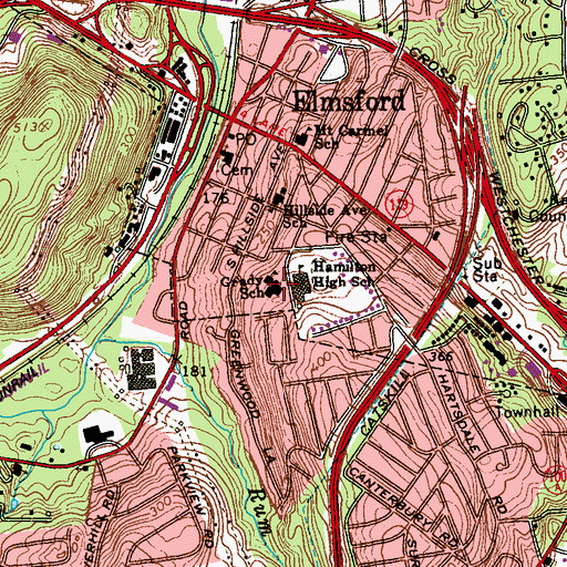 Topographic Map of Alice E Grady Elementary School, NY