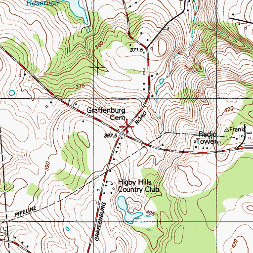 Topographic Map of Graffenburg Cemetery, NY