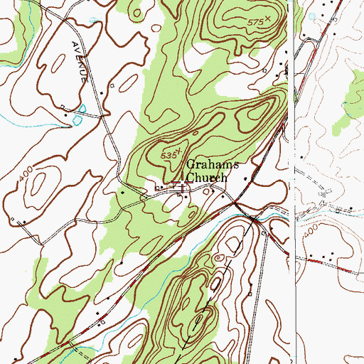 Topographic Map of Grahams Church, NY