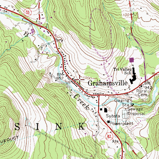 Topographic Map of Grahamsville, NY