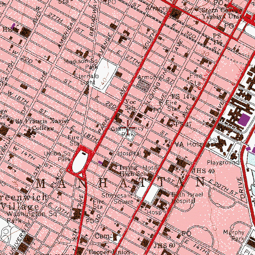 Topographic Map of Grammercy Park, NY