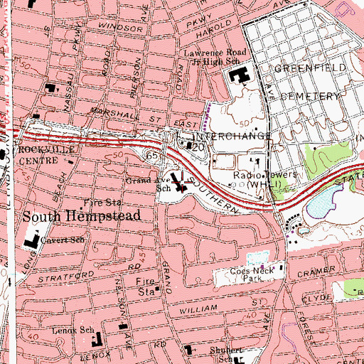 Topographic Map of Grand Avenue Elementary School, NY