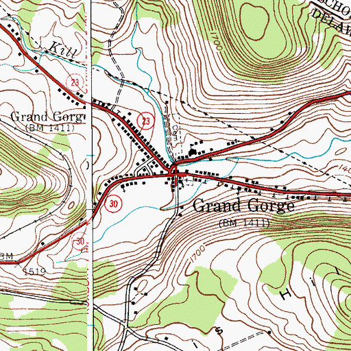 Topographic Map of Grand Gorge, NY
