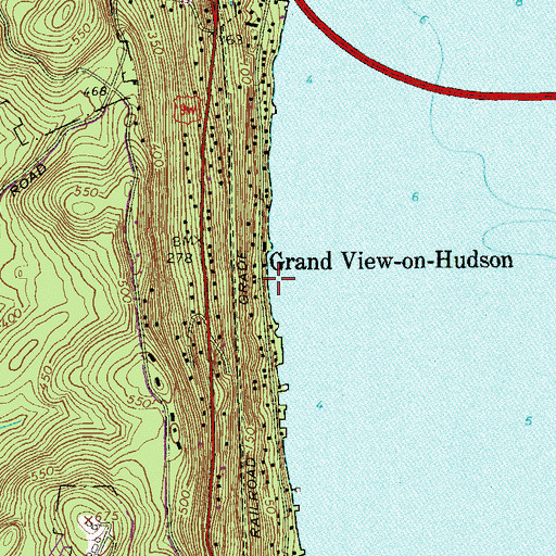 Topographic Map of Grand View-on-Hudson, NY