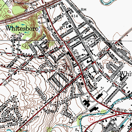 Topographic Map of Grandview Cemetery, NY