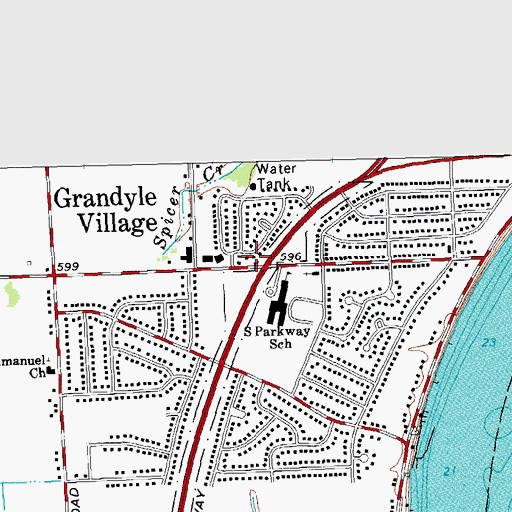 Topographic Map of Grandyle Village, NY