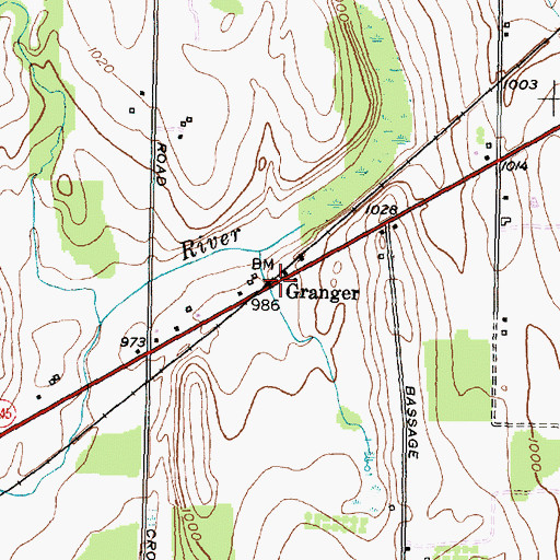 Topographic Map of Granger, NY