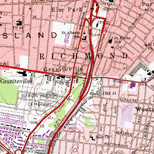 Topographic Map of Graniteville, NY