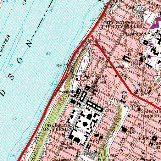 Topographic Map of General Grant National Memorial Park, NY