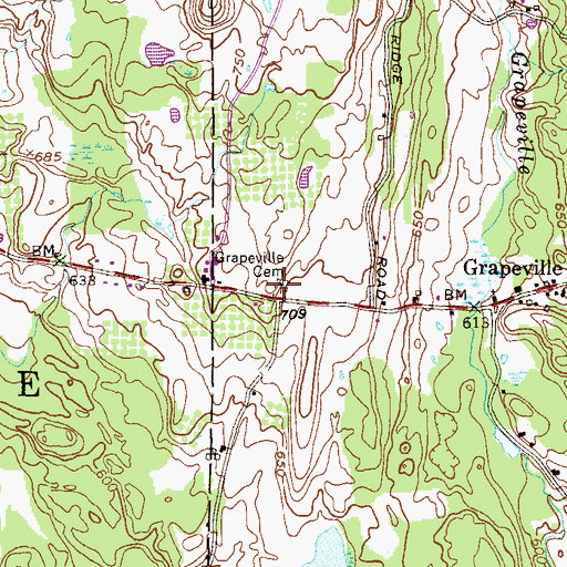 Topographic Map of Grapeville Cemetery, NY