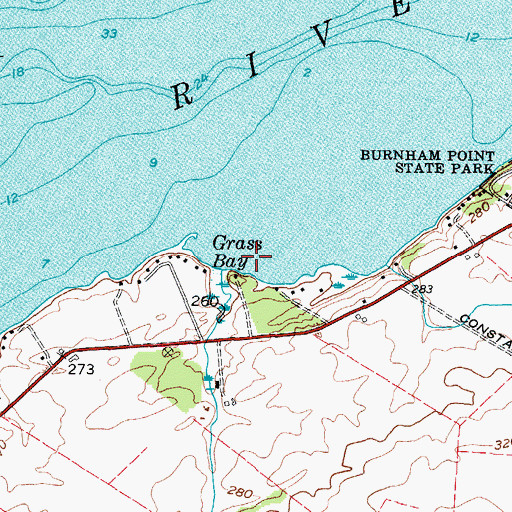 Topographic Map of Grass Bay, NY