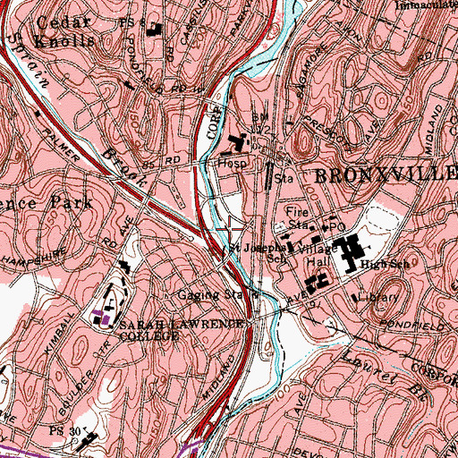 Topographic Map of Grassy Sprain Brook, NY