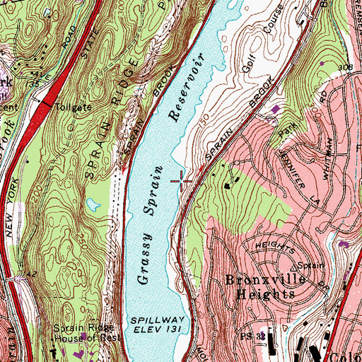 Topographic Map of Grassy Sprain Reservoir, NY