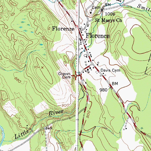 Topographic Map of Graves Cemetery, NY