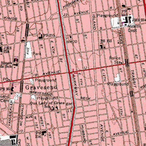 Topographic Map of Gravesend, NY