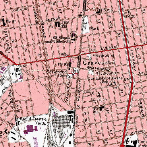 Topographic Map of Gravesend Cemetery, NY