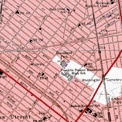 Topographic Map of Gravesend Park, NY