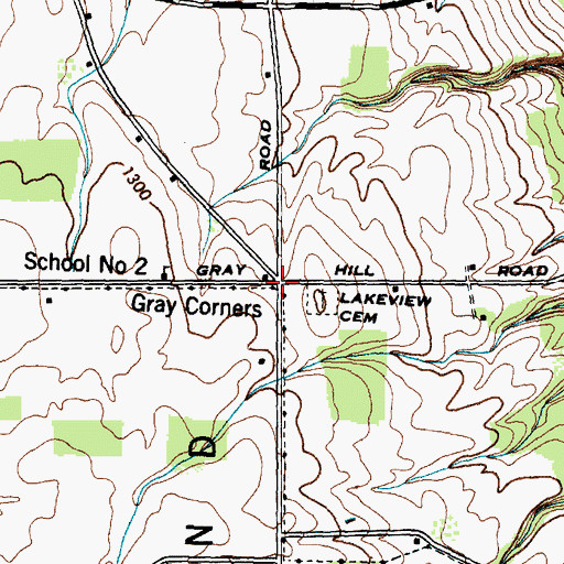 Topographic Map of Gray Corners, NY