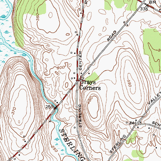 Topographic Map of Grays Corners, NY