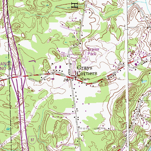 Topographic Map of Grays Corners, NY