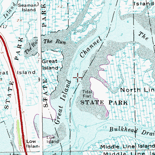 Topographic Map of Great Island Channel, NY