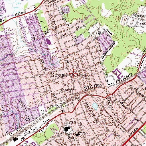 Topographic Map of Great Kills, NY