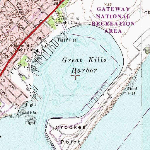 Topographic Map of Great Kills Harbor, NY