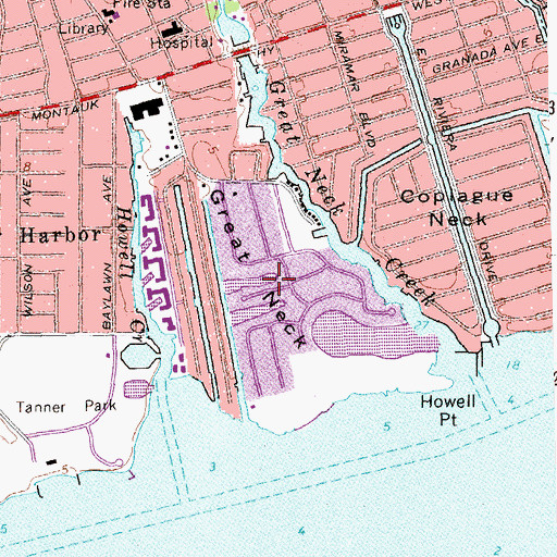 Topographic Map of Great Neck, NY