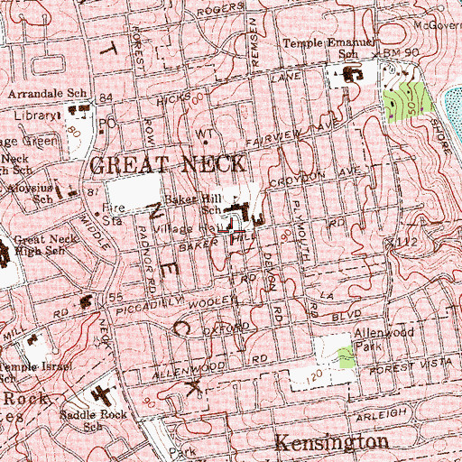 Topographic Map of Great Neck, NY